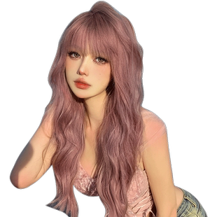 哼唧假发女长发粉色长卷发假发女全头套lolita假发自然逼真假发套