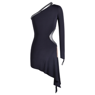 Dancebaby拉丁舞服女童舞蹈服2025新款练功冬装比赛长袖连衣裙D78