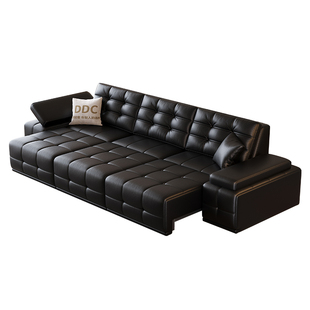 DDC意式极简智能电动功能沙发客厅零靠墙伸缩全青皮劳伦斯沙发床