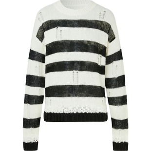 【折扣】RtA 女秋冬内搭条纹挑窿针织羊绒毛衣