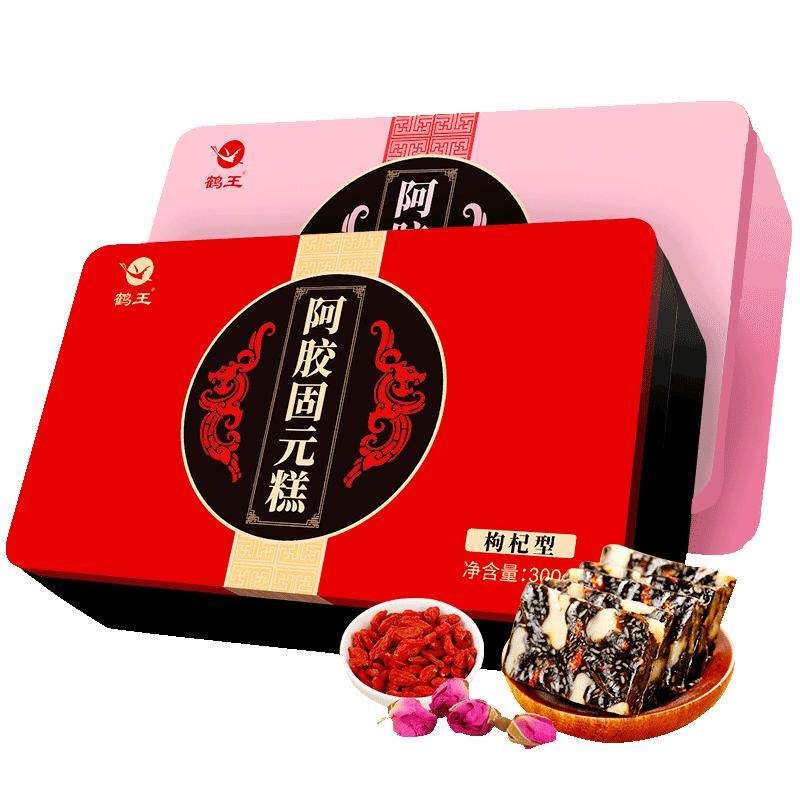 鹤王即食阿胶糕300g正品驴皮阿胶块山东阿胶礼盒养气血阿胶固元膏