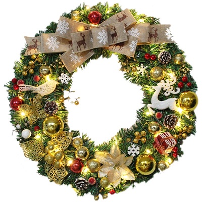 圣诞花环门挂发光装饰品