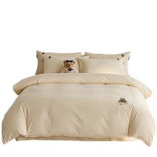 TeenieWeenie小熊奶白色全棉磨毛被套单件纯棉1.5m床单被罩三件套