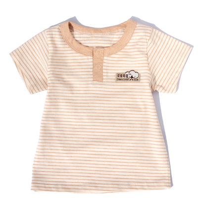 天然彩棉宝宝纯棉条纹夏季上衣