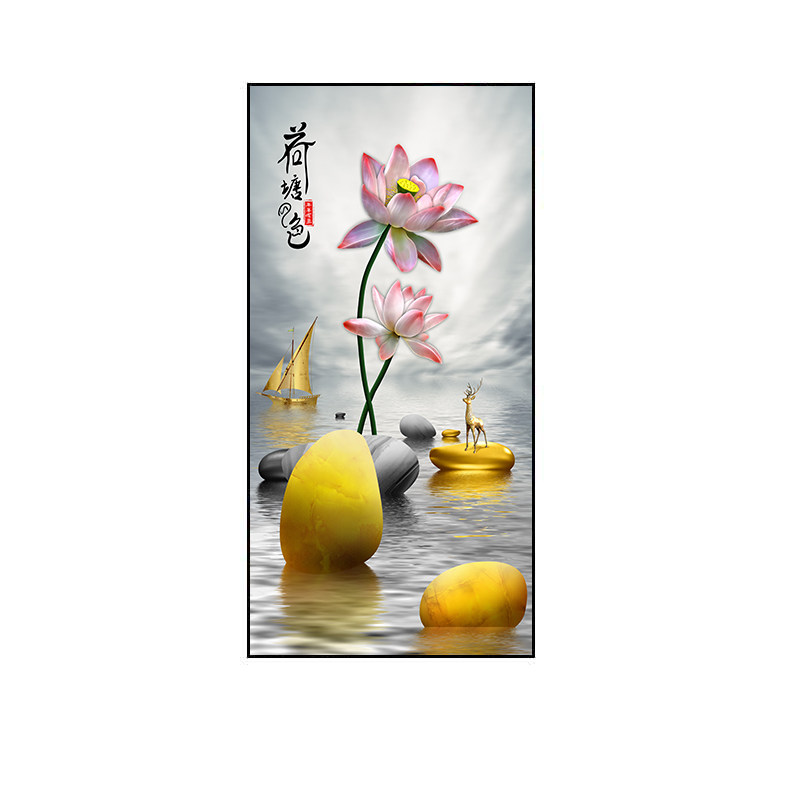 黄金大道进门墙面发财树装饰挂画