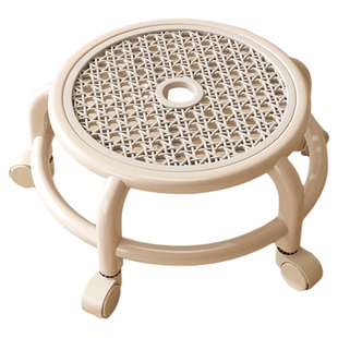 万向轮小凳子滑轮矮凳移动家用小板凳坐凳带轮子的小圆凳带娃神器