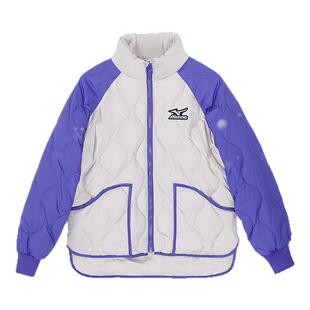 Mizuno美津浓儿童羽绒服外套撞色拼接保暖女童菱格鸭绒秋冬新款