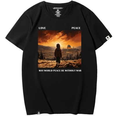 争爱大码短袖圆领反战印花休闲