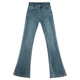 复古微喇牛仔裤女春秋季2025年新款高腰显瘦弹力小个子喇叭裤子女