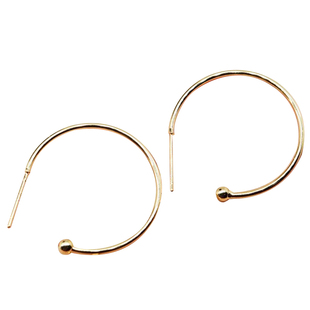 14K包金C形耳圈手工diy耳饰小配件纯银耳针耳环耳钉饰品镀金材料