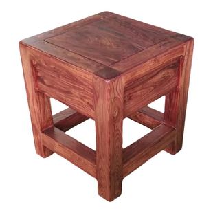 榆木雕花方木凳 原木凳四方凳 矮凳家用坐凳门口换鞋凳送坐垫脚垫