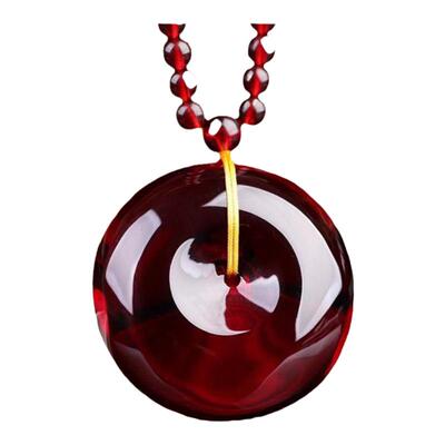 平安扣面包酒红男女款琥珀蜜蜡