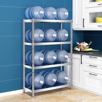 不锈钢厨房收纳置物架落地式多层储物用品放锅架加厚货架家用架子