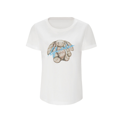 莱芙艾迪儿正肩短袖T恤全棉简约百搭印花上衣俏皮减龄1E1T21182