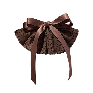 韩系高级感棕色豹纹发夹裙摆蝴蝶结弹簧夹秋冬新款气质百搭发卡女