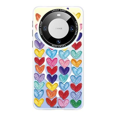 彩色爱心适用华为手机壳带支架