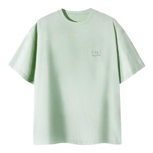 PSO Brand男装女装双纱面料可爱小狗短款重磅简约情侣短袖T恤夏