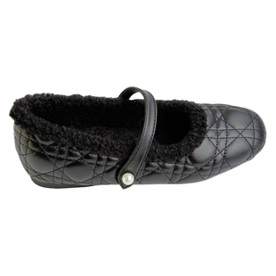 DCYI内增高加绒玛丽珍单鞋女秋冬小香风芭蕾舞鞋毛毛鞋黑色小皮鞋