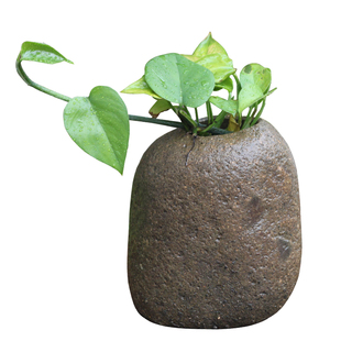 鹅卵石花盆天然石头花瓶插花花器桌面笔筒创意个性富贵竹盆原石