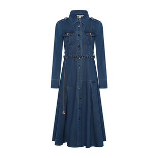 【纯棉】GEGINA吉吉娜收腰纯棉商城同款复古极简牛仔连衣裙中长款