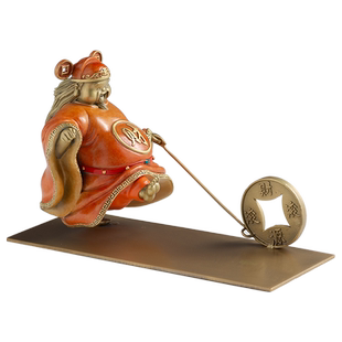 财神爷摆件财源滚滚进门玄关客厅办公室工位装饰开业乔迁新居贺礼