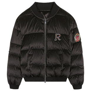 落落狷介黑色短款羽绒服2025新款女冬季保暖外套设计感小个子女款