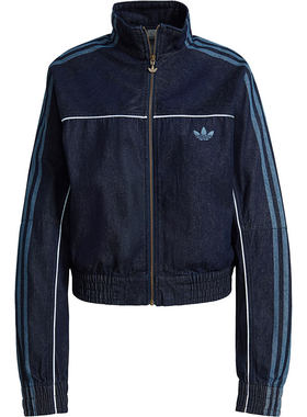 Adidas/阿迪达斯三叶草女子立领宽松运动茄克牛仔外套 GM5381