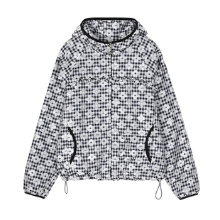 CRANK 25秋新款格子荷叶边防风夹克外套 5号店韩国设计师品牌代购