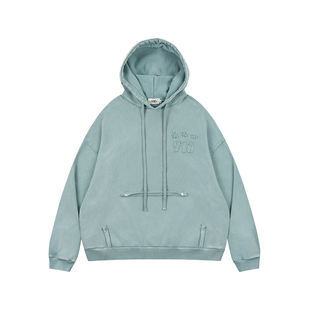 GOODBAI 916 星星logo水洗连帽毛边oversize卫衣