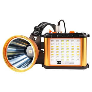 新款超强光头灯头戴式手电筒大容量超长续航分体式户外登山照明灯