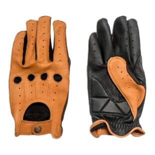 复古真皮机车马术夏季驾驶打孔英式鹿羊皮透气半全指薄骑行手套