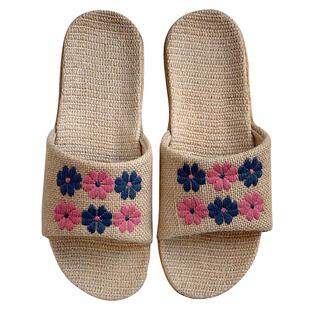 亚麻拖鞋女夏季情侣厚底凉拖鞋居家用室内防滑四季外穿棉麻拖鞋男