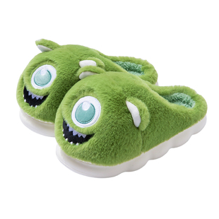 大眼仔棉拖鞋女士冬季可爱室内家居外穿包跟慈溪毛毛绒拖鞋女冬天