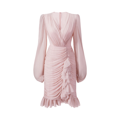 CHICHY千金风珠光感长袖连衣裙