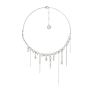 Boonee 正品水滴锆石缠绕不规则流苏项链小众轻奢饰品