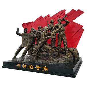 玻璃钢铸铜仿铜人物雕塑民俗农耕校园红军文化大型摆件支持 定制