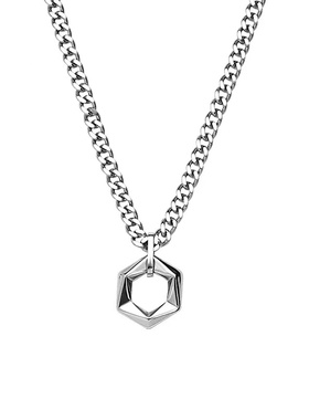 小众古巴几何吊坠钛钢项链男款男士情侣潮流高级感男生锁骨链配饰