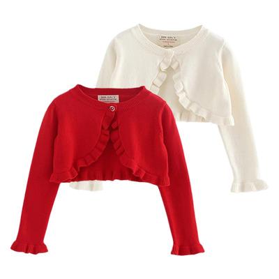 A类纯棉女童外套针织开衫小外披