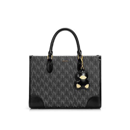 NU纽芝兰黑色鸭子托特包包2025新款大容量单肩包上班通勤手提大包