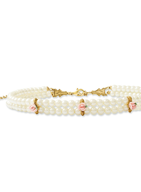 vintage古董首饰陶瓷玫瑰珍珠