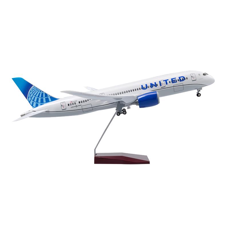 43cm美国联合航空787美联航仿真客机模型飞机摆件收藏波音787-8