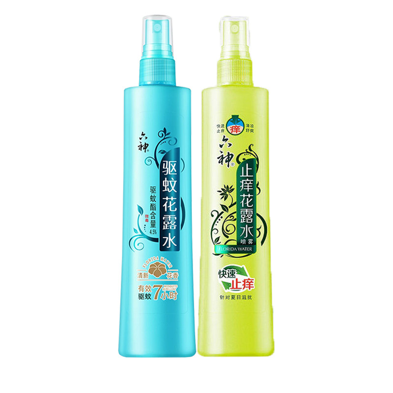 六神驱蚊花露水香型喷雾防蚊水驱蚊液清凉止痒180ml正品组合6神2