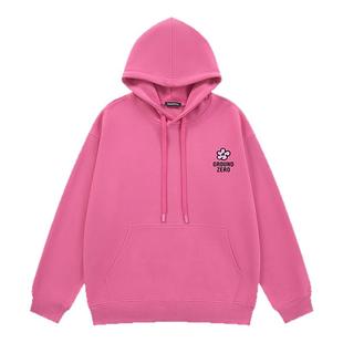 i.t GROUNDZERO韩系夏夏同款2025秋冬刺绣小花桃连帽长袖卫衣上衣