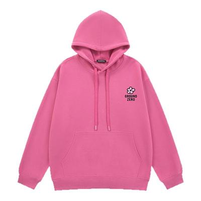 i.t GROUNDZERO韩系夏夏同款2025秋冬刺绣小花桃连帽长袖卫衣上衣