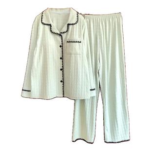 夏季月子服长袖纯棉产妇产后吸汗孕期哺乳带胸垫孕妇睡衣家居服夏