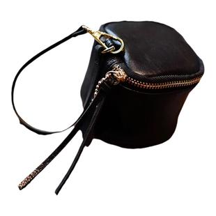 简约植鞣牛皮钥匙包迷你手拎大容量耳机口红硬币文玩收纳包零钱包