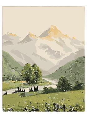 油画风北欧小清新ins装饰画简约风景温馨餐厅客厅卧室挂摆画治愈
