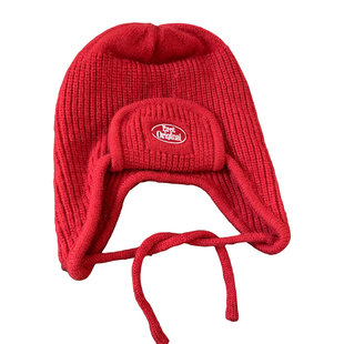 新年红色针织护耳飞行帽女冬季2025新款加厚保暖骑行滑雪雷锋帽子