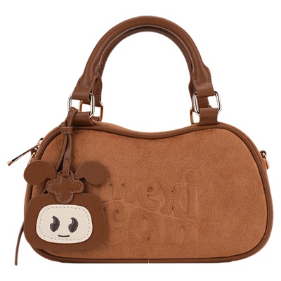 稻草人新款毛绒波士顿包