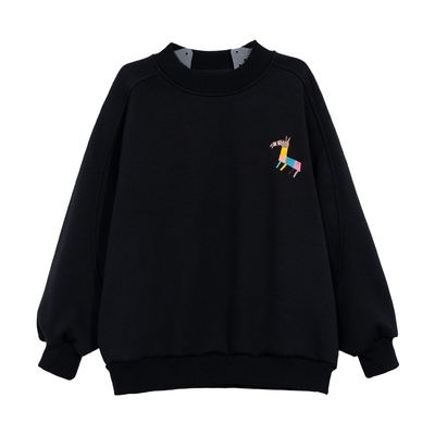 韩范加绒加厚宽松运动半高领卫衣